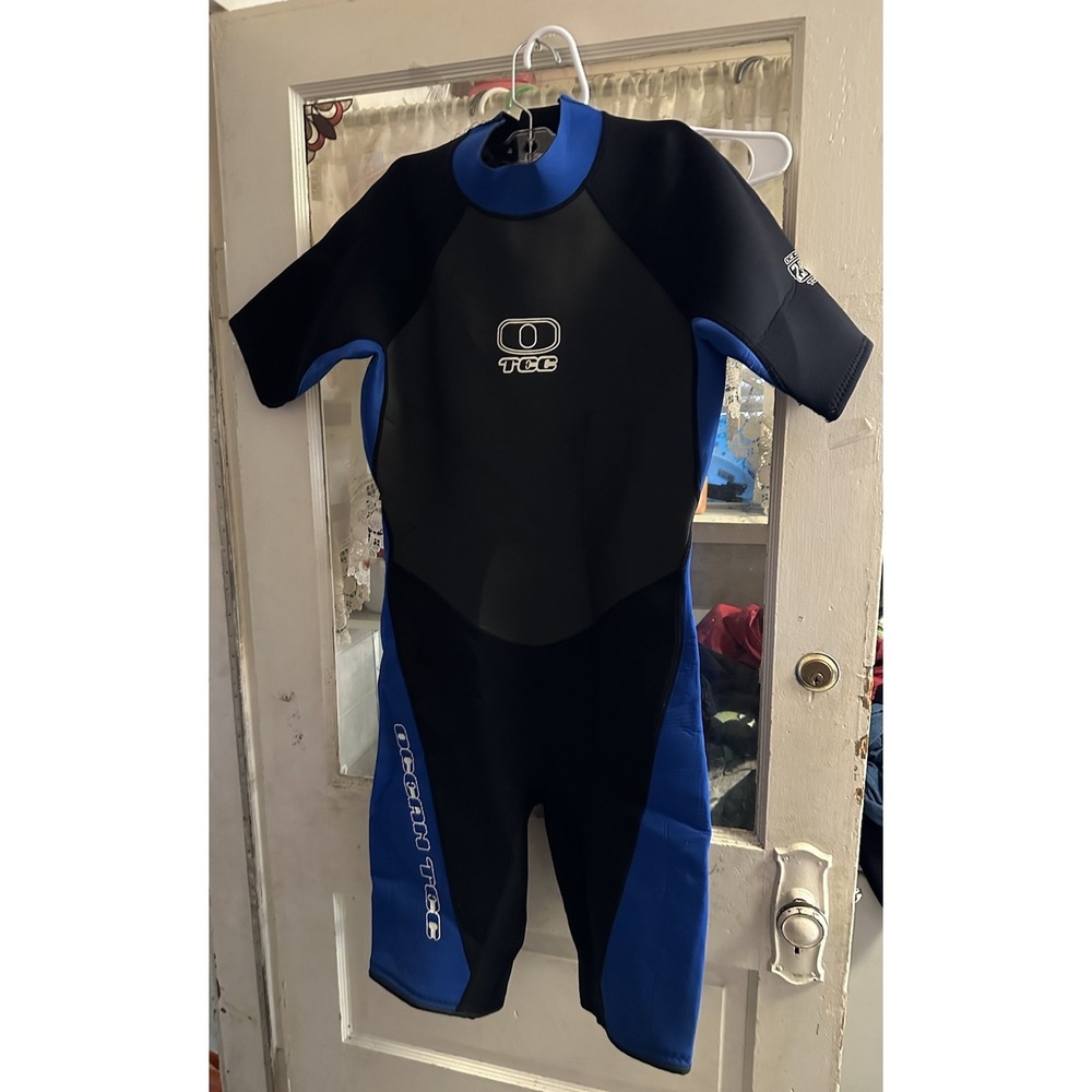 Ocean Tec Mens XL 2/2mm Shorty Wetsuit Super Stretch Black Blue USA Made